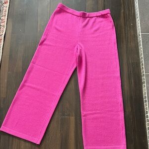 St. John Barbie Pink wide leg knit high rise ankle/petite pant size 12